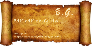 Böröcz Gyula névjegykártya
